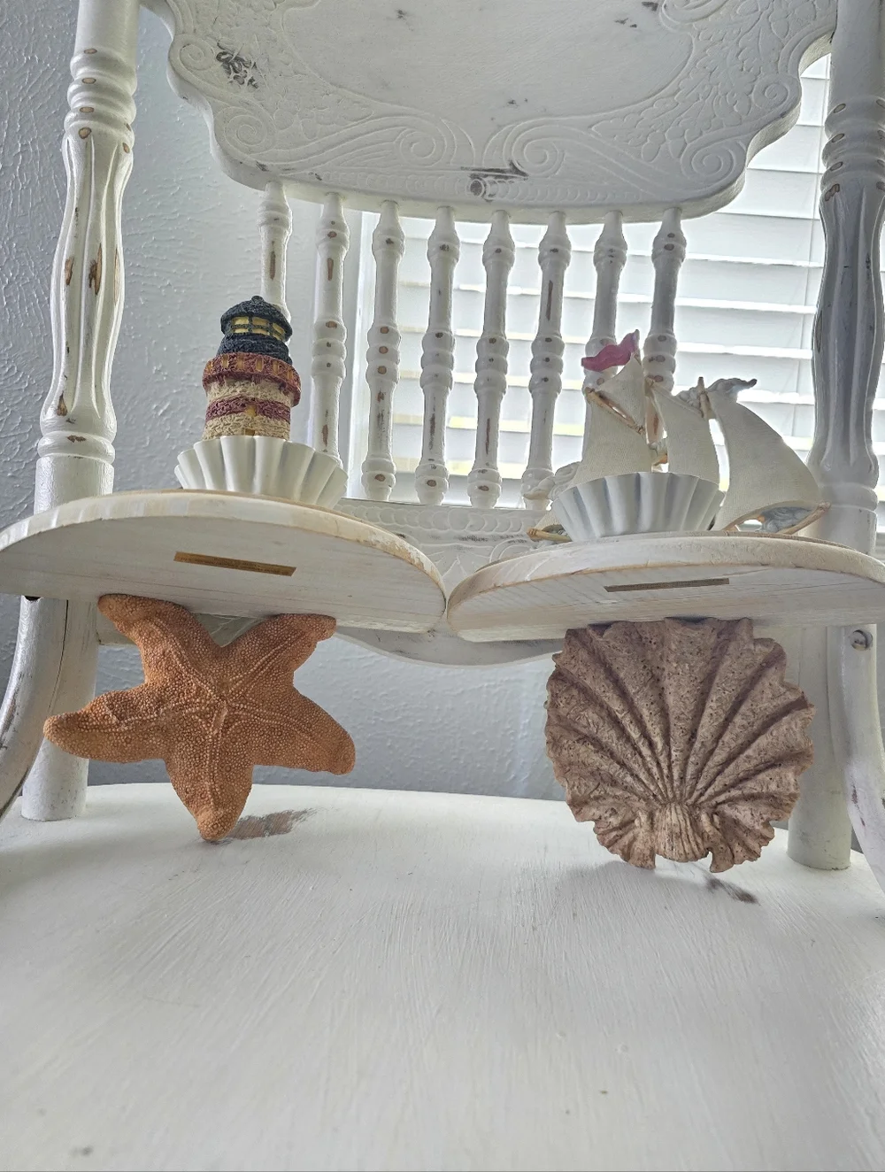 Nautical Lighthouse and Sailboat Wall Shelves in Cream & Tan